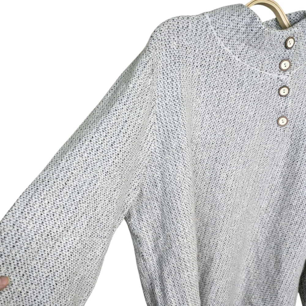 Habitat Tweed Sweater XL Gray Mock Neck Pullover Long Sleeve Textured Button - Picture 4 of 9